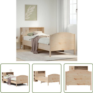 vidaXL Houten Bed - Boekenkasten Bed - Bed met boekenkast zonder matras massief grenenhout 100x200 cm - Bed Met Kast - Tweepersoonsbed - Slaapkamersdecoratie