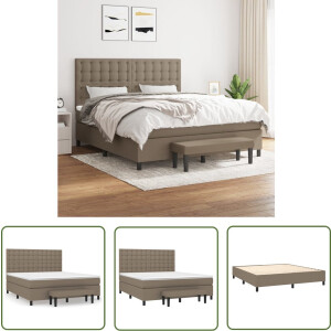 vidaXL Boxspring - Boxspringbed - Boxspring met matras stof taupe 160x200 cm - Tweepersoonsbed - Bed Met Hoofdbord - Taupecouleur