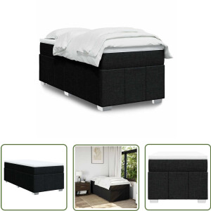 vidaXL Boxspringbed - Boxspring - Boxspring met matras stof zwart 100x200 cm - Matras - Pocketveringmatras - Bed Frame
