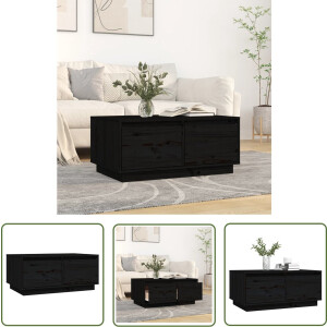 vidaXL Bijzettafel - Salontafel - Salontafel 80x50x35 cm massief grenenhout zwart - Hout - Grenenhout - Zwart
