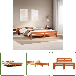vidaXL Houten Bed - Bedframe - Bedframe zonder matras massief grenenhout wasbruin 180x200 cm - Enkelbed - Tweepersoon Bed - Slaapcomfort