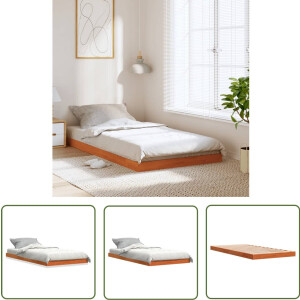 vidaXL Grenenhouten Bed - Massief Houten Bed - Bedframe massief grenenhout wasbruin 75x190 cm - Bruine Bed - Tweepersoons Bed - Klein Bed