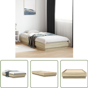 vidaXL Houten Bed - Bedframe - Bedframe zonder matras hout sonoma eikenkleurig 90x200 cm - Sonoma Eiken - Tweepersoonsbed - Bedbank