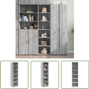 vidaXL Grijze Kast - Hoge Kast - Hoge kast 45x41x185 cm bewerkt hout grijs sonoma eikenkleurig - Houten Kast - Kast Met Lade - Opslagoplossing