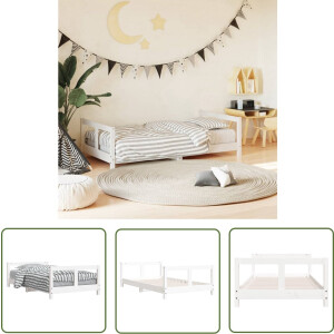 vidaXL Houten Bed - Kinderbed - Kinderbedframe 80x160 cm massief grenenhout wit - Kids Bed - Grenenhouten Bed - Wit Kinderbed