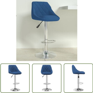 vidaXL Barkruk Fluweel Blauw - Verstelbaar & Stijlvol Blauwe Barkruk - Fluwelen Barkruk - Draaibare Barkruk - Hoogteverstelbare Barkruk - Design Barkruk