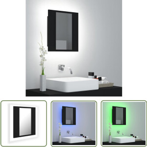 vidaXL Led Spiegel - Badkamerkast - Badkamerkast met spiegel en LED 40x12x45 cm acryl zwart - Badkamermeubilair - Zwarte Badkamerkast - Compact Badkamermeubel