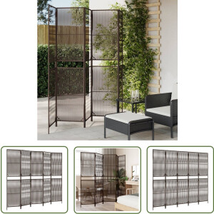 vidaXL Poly Rattan - Kamerscherm - Kamerscherm 5 panelen poly rattan bruin - Scheidingswand - Privacy Screen - Woonaccessoires