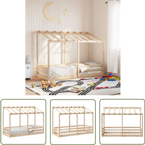 vidaXL Houten Bed - Kinderbed - Kinderbed met bedhuis 75x190 cm massief grenenhout - Grenenhout Bed - Kids Bed - Kinderkamer Decoratie