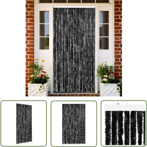 vidaXL Raamhor - Vliegengordijn - Vliegengordijn 118x220 cm chenille antraciet - Insectengordijn - Deurgordijn - Chenille