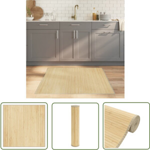 vidaXL Vloertegels - Bamboevloerkleed - Vloerkleed vierkant 100x100 cm bamboe lichtnaturel - Woonaccessoire - Kamerdecoratie - Modern Tapijt