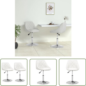 vidaXL Keukenstoel - Eetkamerstoel - Eetkamerstoelen 2 st kunstleer wit - Kunstleder - Witte Stoel - Draaistool