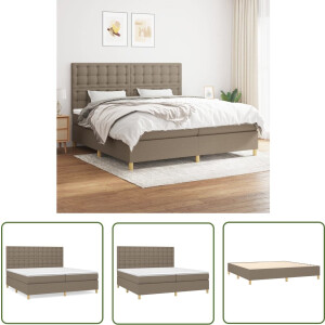 vidaXL Boxspring - Boxspringbed - Boxspring met matras stof taupe 200x200 cm - Tweepersoonsbed - Stapelbare Beddengoed - Pocketed Spring Mattress