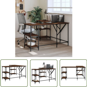 vidaXL Houten Bureau - Bureau - Bureau 139x139x75 cm bewerkt hout bruin eikenkleur - Werkblad - Home Office - Computer Bureau