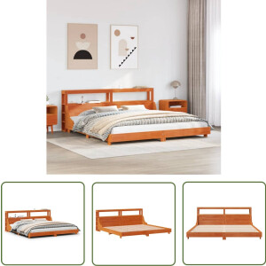 vidaXL Houten Bed - Bedframe - Bedframe zonder matras massief grenenhout wasbruin 180x200 cm - Slaapcomfort - Slaapkamers - Design Bed