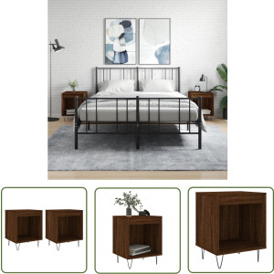 vidaXL Kastje - Nachtkastje - Nachtkastjes 2 st 40x35x50 cm bewerkt hout bruin eikenkleur - Meubel - Houten Kast - Bruin Meubel