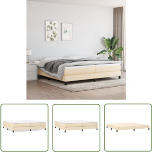 vidaXL Creme Kleur - Boxspringbed - Boxspring met matras stof crèmekleurig 200x200 cm - Tweepersoonsbed - Pocketvering Matras - Middelhard