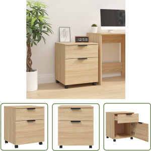 vidaXL Burokas - Dossierkast - Dossierkast verrijdbaar 45x38x54 cm bewerkt hout sonoma eiken - Houten Kast - Bruine Kast - Werktafel Accessoires
