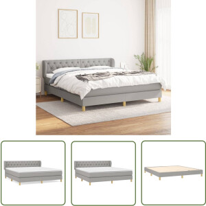 vidaXL Boxspring - Boxspringbed - Boxspring met matras stof lichtgrijs 160x200 cm - Bed - Slaapcomfort - Ligcomfort