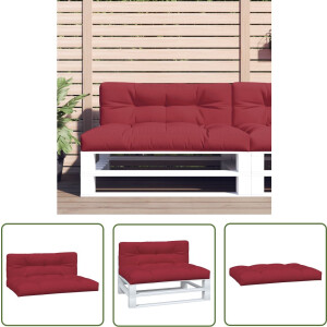 The Living Store Palletkussens 2 st stof wijnrood - Tuin Kussens - Pallet Kussens - Outdoor Kussens - Lounge Kussens - Zitkussens