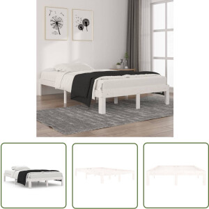 vidaXL Wit Bedframe - Houten Bedframe - Bedframe massief grenenhout wit 120x200 cm - Grenenhout Bedframe - Bedframe 120x200 - Modern Bedframe