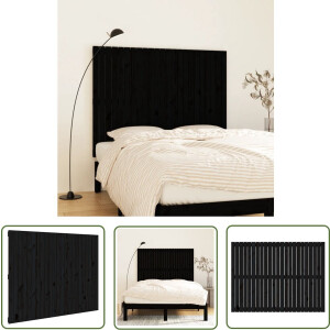 vidaXL Hoofdboard - Wanddecoratie - Wandhoofdbord 146,5x3x110 cm massief grenenhout zwart - Klassieke Stijl - Hout - Grenenhout