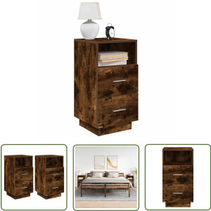 vidaXL Nachtkasten - Nachtkastjes - Nachtkastjes 2 st met 2 lades 36x36x68 cm gerookt eikenkleurig - Houten Meubilair - Kamerdecoratie - Slaapkamers