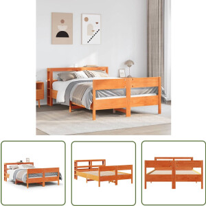 vidaXL Houten Bed - Bedframe - Bedframe zonder matras massief grenenhout wasbruin 160x200 cm - Massief Hout Bed - Grenenhout Bed - Bed Met Opbergvakken