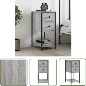 The Living Store Nachtkastje - naam - Nachtkastje - Afmetingen- 32 x 42 x 70 cm - Kleur- Grijs Sonoma Eiken