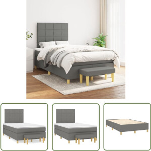 vidaXL Boxspring - Boxspringbed - Boxspring met matras stof donkergrijs 120x200 cm - Tweepersoonsbed - Grijs Bed - Stapelbare Bed