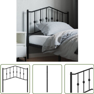 vidaXL Beddecoratie - Hoofdbord - Hoofdbord 90 cm metaal zwart - Hoofdbekleding - Zwarte Hoofdbord - Stalen Hoofdbord
