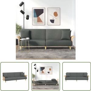 vidaXL Donkere Kleuren - Slaapbank - Slaapbank met armleuningen stof donkergrijs - Comfortabele Zitbank - Multifunctioneel Meubilair - Slaapkamermeubel