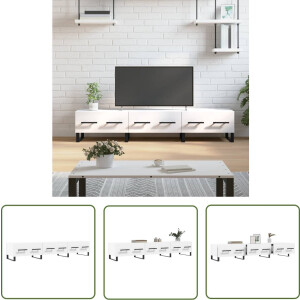 vidaXL Tv Kast - Televisiekast - Tv-meubel 150x36x30 cm bewerkt hout wit - Tv Meubels - Mediakast - Salontafel