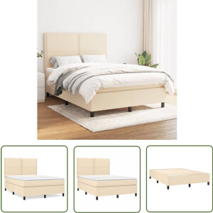 vidaXL Boxspring met Matras - Crèmekleurig - 140x190 cm Boxspringbed - Boxspring - Bed - Matras - Pocketed Spring Mattress