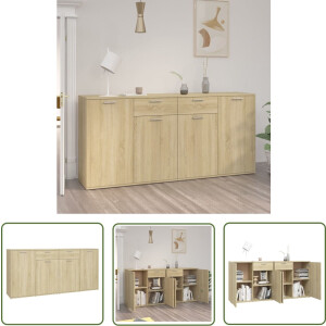 vidaXL Salontafel - Dressoir - Dressoir 160x36x75 cm bewerkt hout sonoma eikenkleurig - Kast - Houten Meubilair - Sonoma Eiken
