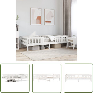 vidaXL Bedframe - Slaapkamers - Bedframe zonder matras massief grenenhout wit 80x200 cm - Houten Bed - Grenenhouten Bed - Enkelpersoonsbed