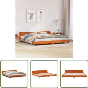 vidaXL Wasbruin Bed Frame - Massief Grenenhout Bed Frame - Bedframe zonder matras massief grenenhout wasbruin 200x200 cm - Tweepersoons Bed Frame - Groot Bed Frame - Bed Frame 200x200