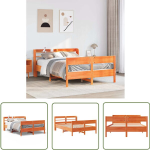 vidaXL Houten Bed - Bedframe - Bedframe zonder matras massief grenenhout wasbruin 120x200 cm - Grenen Hout Bed - Kingsize Bed - Tweepersoonsbed