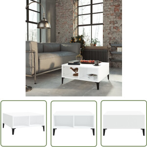 vidaXL Bijzettafel - Salontafel - Salontafel 60x60x30 cm bewerkt hout wit - Houten Tafel - Witte Tafel - Moderne Tafel