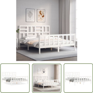 The Living Store Bed - massief grenenhout - 205.5 x 165.5 x 104 cm - wit