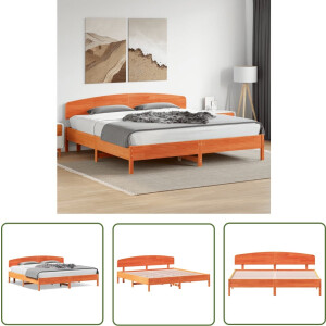 vidaXL Grenenhout Bed - Massief Hout Bed Frame - Bedframe zonder matras massief grenenhout wasbruin 200x200 cm - Houten Bed - Tweepersoons Bed - Boxspring Bed
