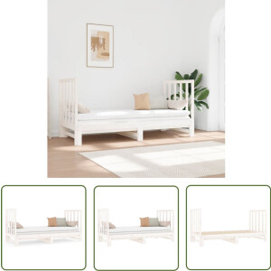 Uitschuifbare grenenhouten slaapbank wit Slaapbank - Sofa Bed - Daybed - Grenenhout Meubels - Wit Meubilair