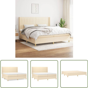 vidaXL Slaapcomfort - Boxspringbed - Boxspring met matras stof crèmekleurig 200x200 cm - Boxspring - Creme Kleur - Tweepersoonsbed