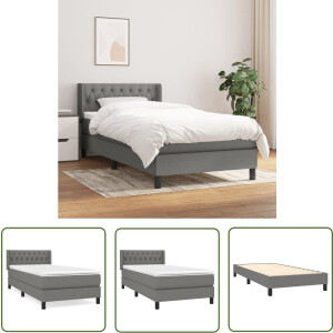 vidaXL Donkere Kleuren - Boxspring Bed - Boxspring met matras stof donkergrijs 100x200 cm - Tweepersoonsbed - Pocketed Spring Mattress - Medium Firm Mattress