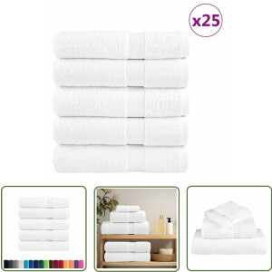 vidaXL Katoen Handdoeken - Badhanddoeken - Badhanddoeken SOLUND 25 st 600 g/m² 100x150 cm wit - Handdoekenset - Badlakens - White Towels