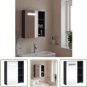 vidaXL Spiegelkast - Badkamerkast - Badkamerkast met spiegel en LED 45x13x52 cm grijs - Led Verlichting - Badkamermeubilair - Houten Badkamerkast
