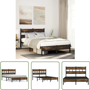 vidaXL Houten Bed - Bedframe - Bedframe met hoofdbord zonder matras sonoma eiken 120x200 cm - Bed Met Hoofdbord - Slaapcomfort - Bedroom Furniture