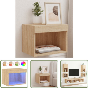 vidaXL Led Lamp - Nachtkastje - Nachtkastje met LED's wandgemonteerd sonoma eikenkleurig - Bedroom Furniture - Houten Kast - Sonoma Eiken