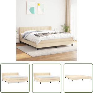 vidaXL Boxspring - Boxspringbed - Boxspring met matras stof crèmekleurig 160x200 cm - Creme Kleurig Bed - Tweepersoons Bed - Pocketveer Matras
