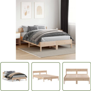 vidaXL Grenenhout Bed - Massief Hout Bed - Bedframe zonder matras massief grenenhout 140x200 cm - Tweepersoons Bed - Boxspring Frame - Bed Frame
